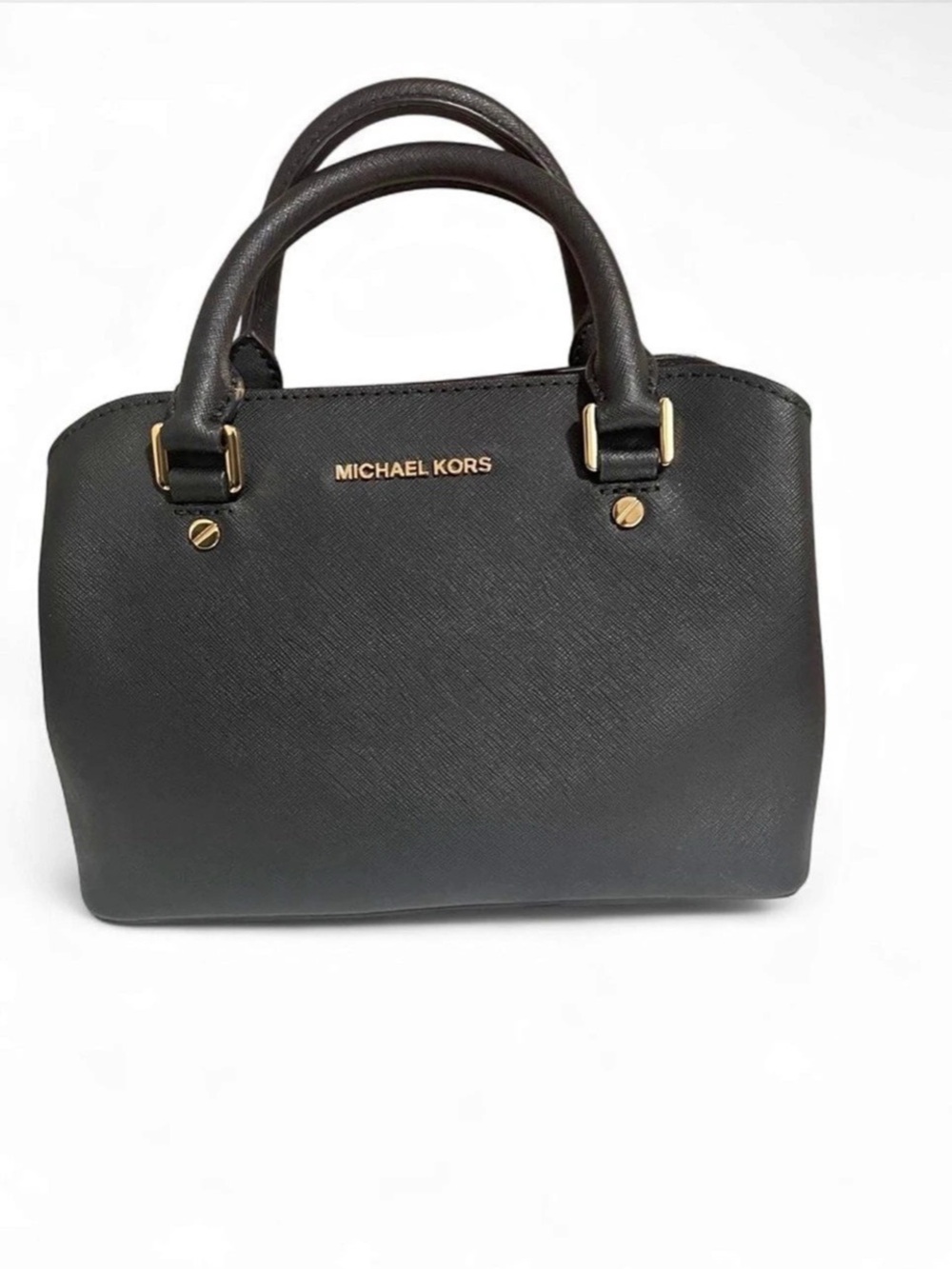 Michael Kors Black Saffiano Leather Small Savannah Satchel